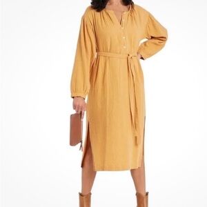 NEW Universal Thread Mustard Long Sleeve Midi Dress with Tie Waist size xl